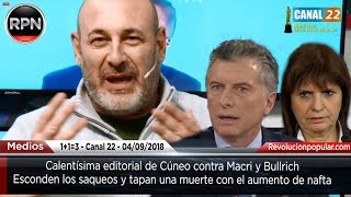 Calentísima editorial de Cúneo contra Macri y Bullrich