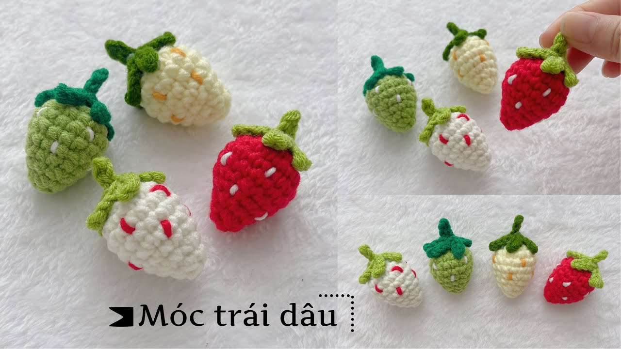 Crochet mini strawberry | Móc trái dâu