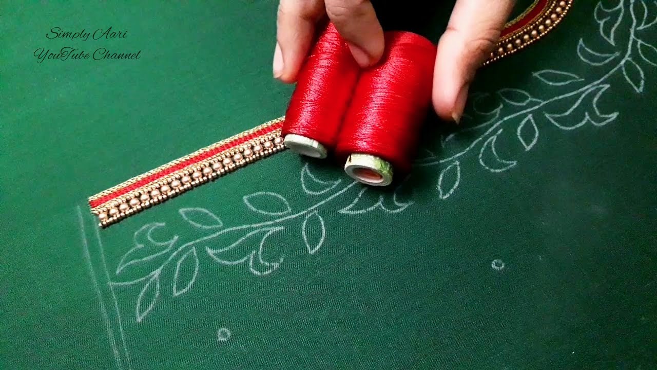 Aari Work Blouse 31 | Grand and Traditional Aari Embroidery Blouse Designing Tutorial - Part 1
