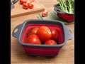 Square foldable silicone basket colander fruits vegetable strainer drainer red