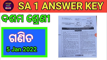 SA1 Mathematics Answer Dasama Sreni l Class 10 Math Answer Odia Medium l Today