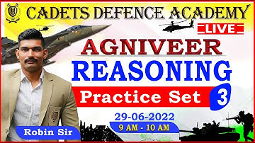Reasoning |  Practice Set - 3 | Robin Tomar Sir | Cadets Defence Academy