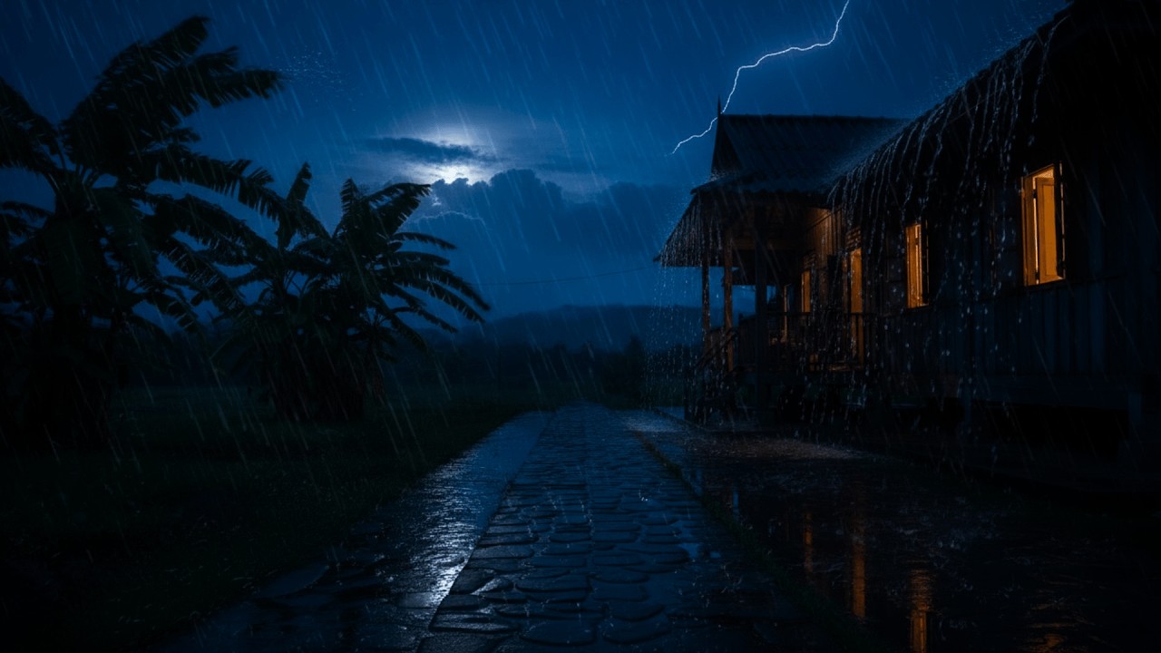 Rain Sound for Sleeping ⚡ Thunder Crashing Over Cabin | Deep Sleep Ambience