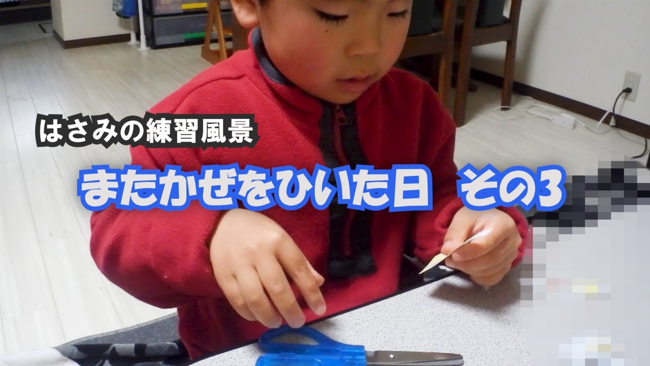 【ハサミの練習風景】またかぜをひいた日　その3
