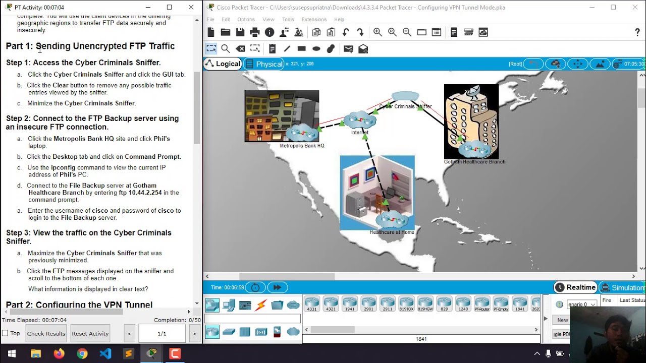 4.3.3.4 Packet Tracer Configuring VPN Tunnel Mode YouTube