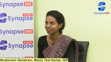 Rank - 338 - Shabonam Hembram @Synapse_IAS  Mains Test Series and Interview Guidance Program