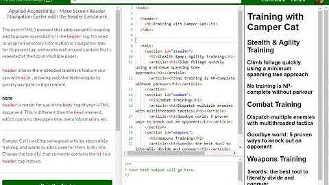 Applied Accessibility   Make Screen Reader Navigation Easier with the header Landmark free code camp