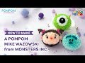 DIY Tutorial - How to Make a Pompom Mike Wazowski from Monsters Inc. - ポンポンの作り方 - Tsum Tsum