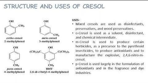 qualitative tests, Structure and uses of phenol, cresols, resorcinol, naphthols