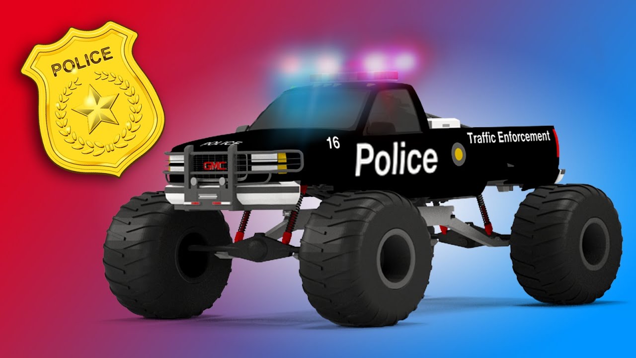 Police Monster Truck | 3D Video for Kids | Educational Video for Children | Rescue City Heroes