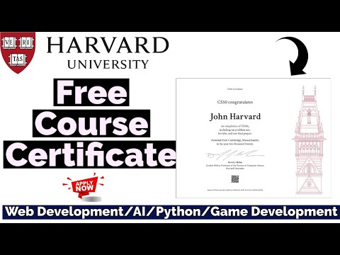 Harvard University Free Course Certificate | Web Development/AI/Python/Game Development
