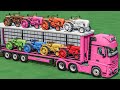 MINI Tractors vs BIG FIELD - CULTIVATING WORK with COLORS Transport Trucks  - Farming Simulator 22