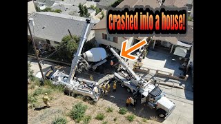 Big truck rolled down a hill and crashed into a house!