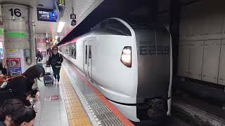E259系クラNe010+Ne019編成 特急成田エクスプレス15号成田空港行き 警笛を鳴らして東京駅で連結シーン2015M+2215M