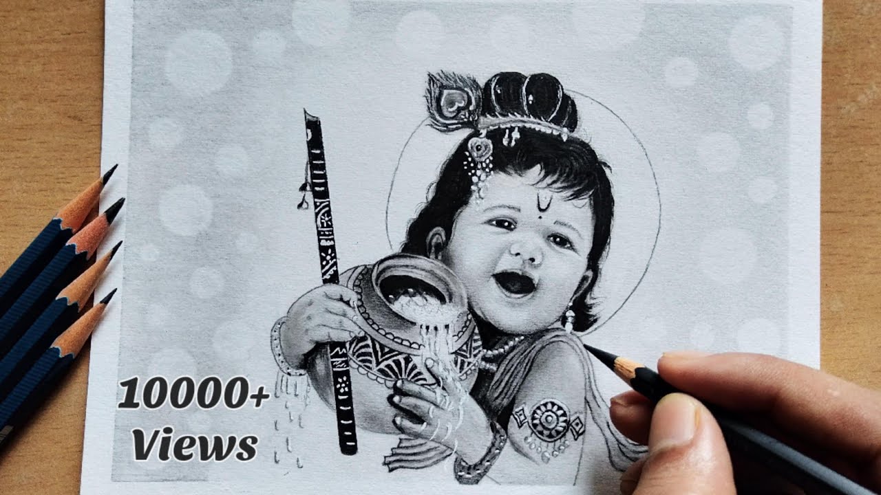 How To Draw Baby Krishna With Beautiful Background Step By Step   Janmashtami Special  YouTube