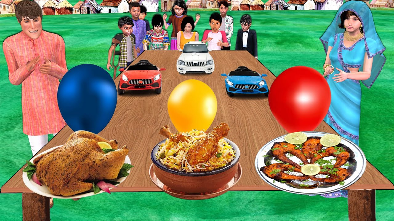Food Challenge Mini Car Balloon Street Food Eating Challenge Hindi Kahani Moral Stories Comedy Video