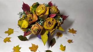 Как сделать розы из осенних листьев за 2 минуты. Осенняя поделка