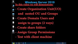 Windows Server 2019 - Create Organization Unit, Groups, Users, and Shared Folders with Permissions