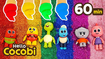 Rainbow Glitter Slime + More Compilation🌈DIY, Kinetic Sand for Kids | Learn Colors | Hello Cocobi
