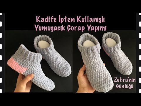 Kadife İpten Yumuşacık Çorap Yapımı - Kadife İpten Çorap - Kadife İpten  Çorap Patik Yapımı