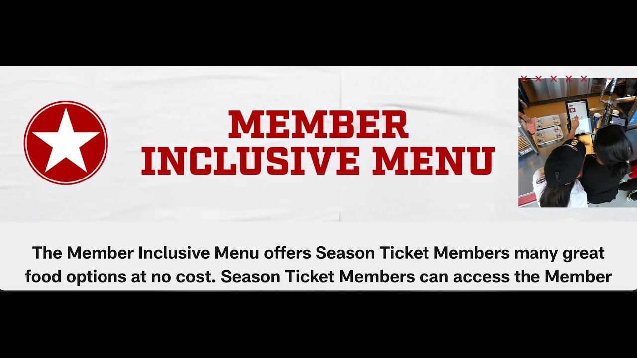 49ers Season Ticket Holders Members Inclusive Menu