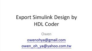 Export Simulink Design by HDL Coder
