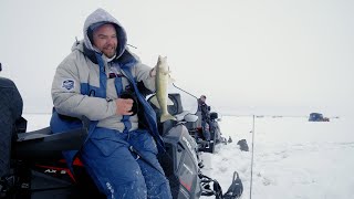 Ice Fishing Devils Lake Eater Size Walleye - In Depth Outdoors TV S17 E12