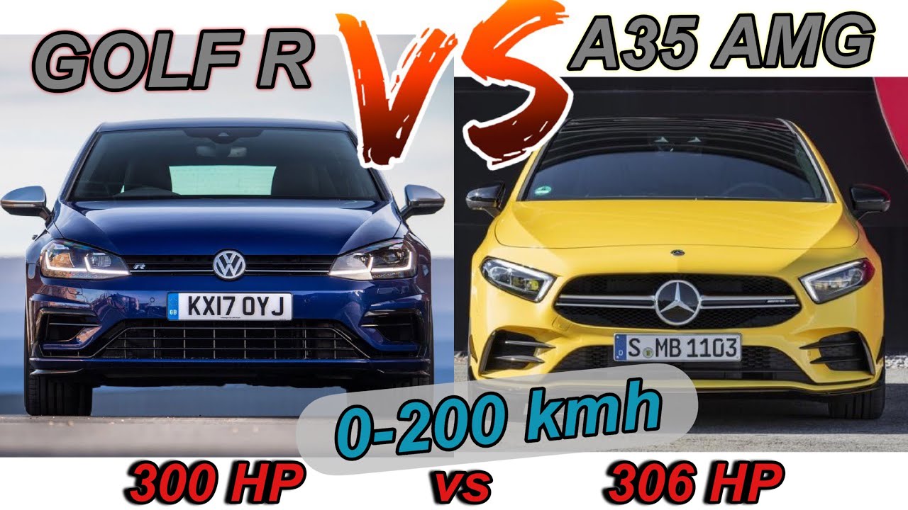 NEW A35 AMG vs Golf 7 VII R | 306 HP vs 300 HP | 0-100 + 0-200 km/h