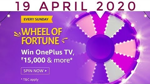 Amazon Wheel Of Fortune Quiz Answers Today | Win Oneplus Tv | 19 April 2020