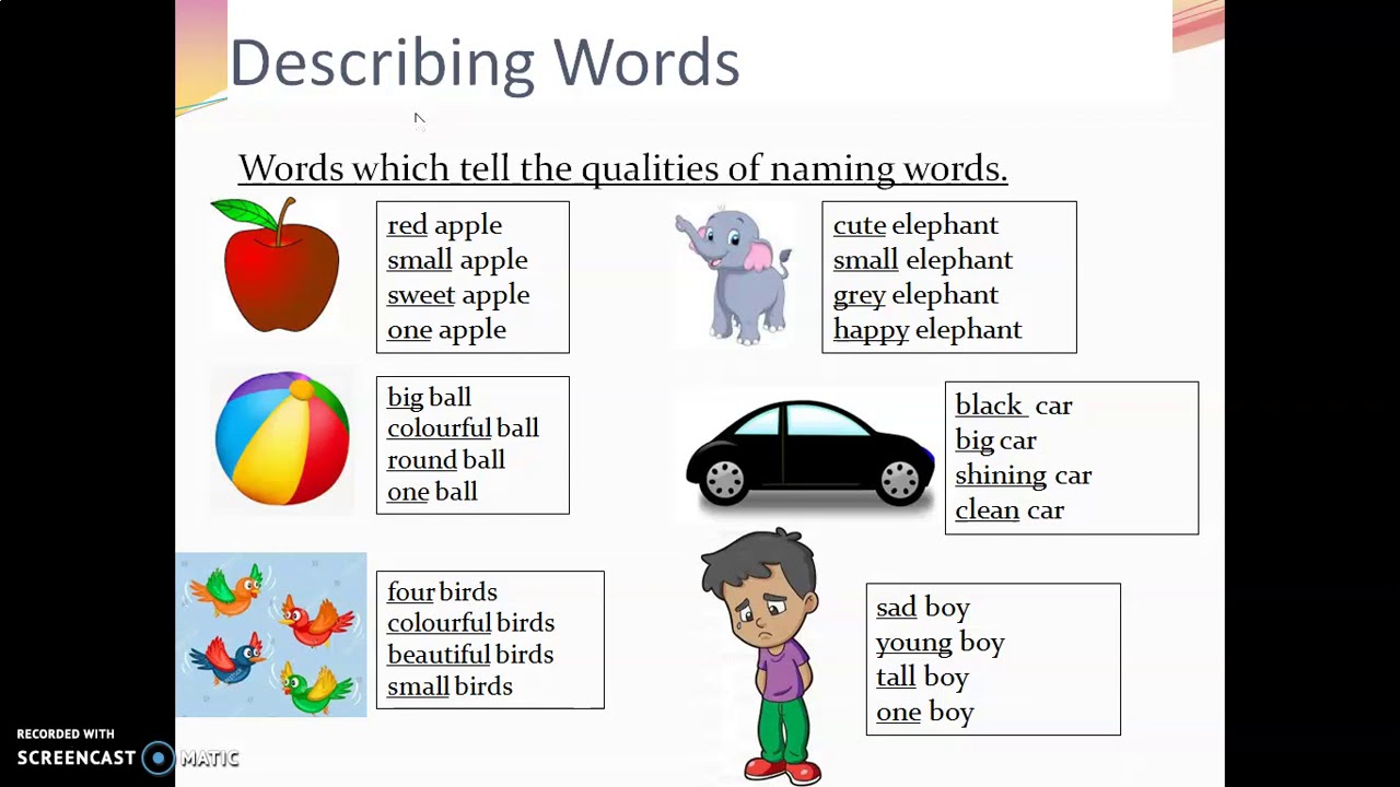 Class 1 I English Grammar I Describing Words YouTube