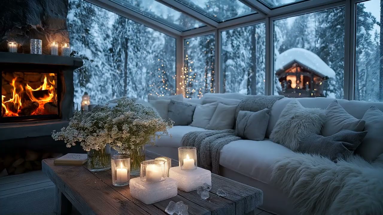 🧘 Floral Winter Dreams | Piano Music & Fireplace Glow (3 Hours) | Meditation Aid Study Work Relax