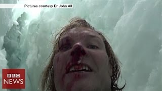 Climber films 20m crevasse fall in Himalayas - BBC News Resimi