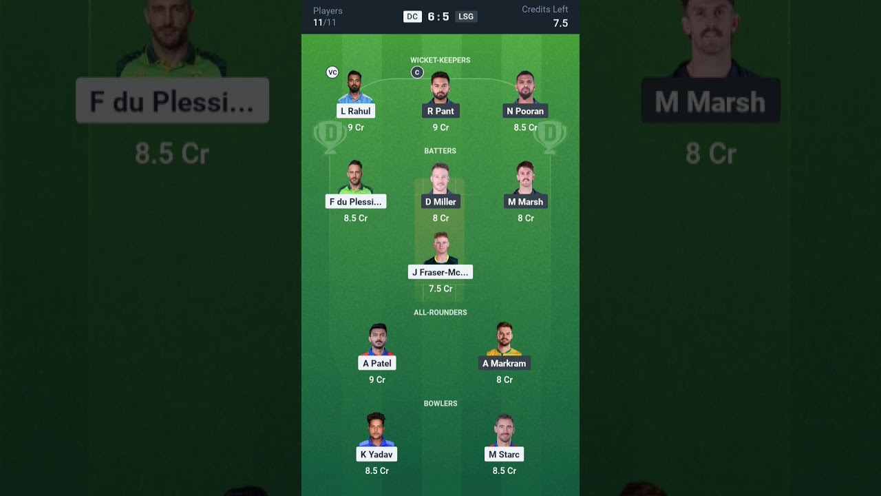 DC vs LSG Dream11 Prediction Today Match LSG vs DC Dream11 Team