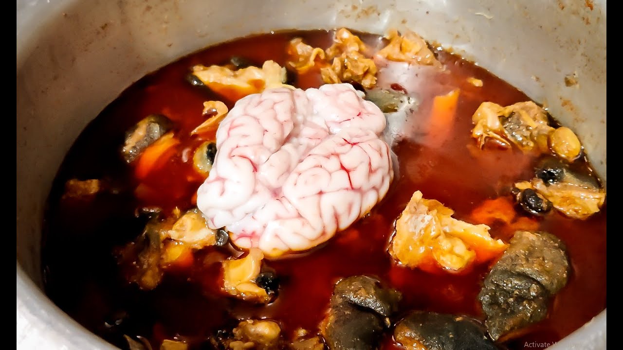 meka talakaya kura in telugu | goat head curry  | how to make goathead curry | Mynams Kitchen