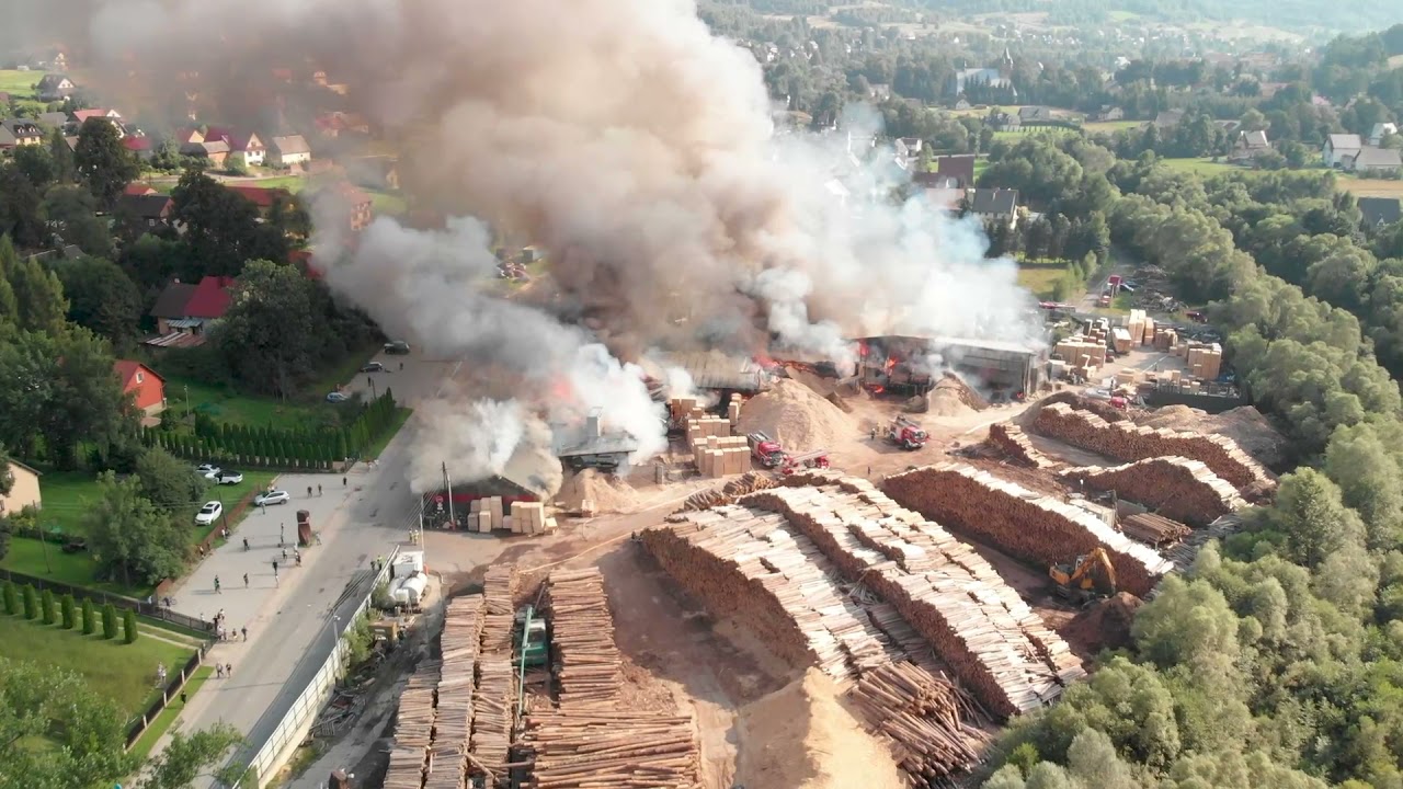 pożar tartaku w Bystrej Podhalańskiej