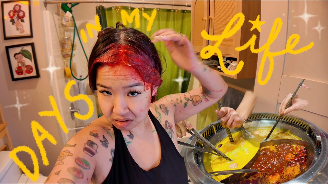 Travel prep 🧳 how I dye my roots red, beauty routine, packing, cleaning, hot pot, work trip in Vegas