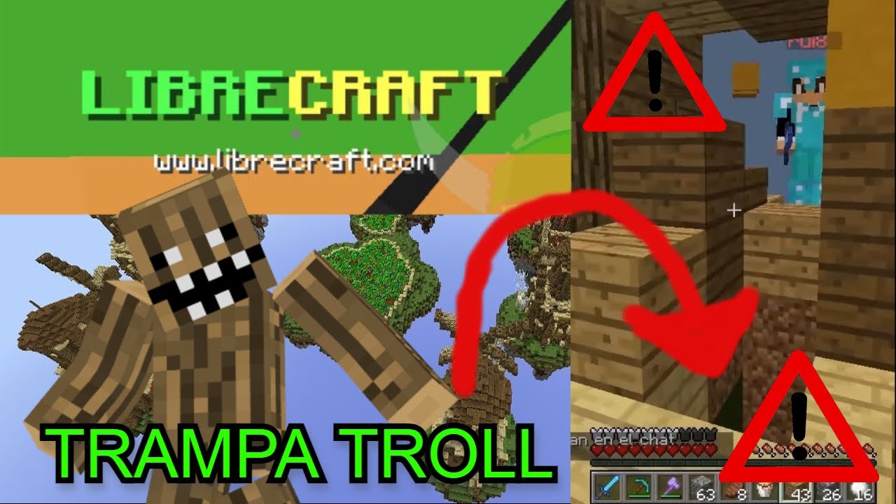 🐉TRAMPA TROLL PARA SKYWARS LIBRECRAFT🙈 MESSIRVE #2 @minecraft @skywars @troll