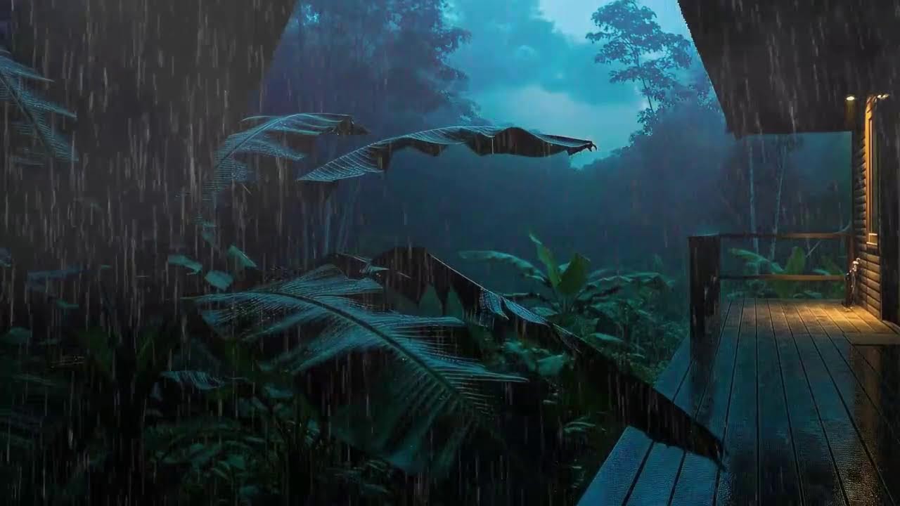 Drift to Sleep with Light Rainfall and Low Storm at Forest Cabin Terrace 🌧️