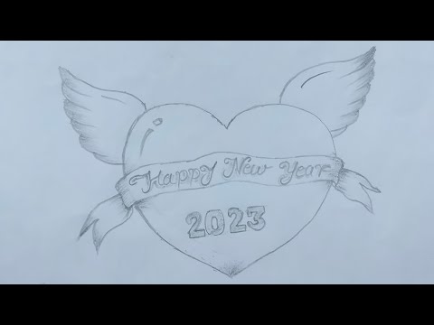 How To Draw Happy New Year Step By Step। Heart Drawing। New Year Drawing। @Yuvraj3dArt77