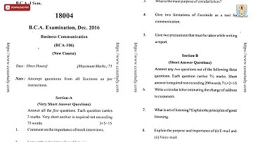 BCA 1ST SEM BUSINESS COMMUNICATION DEC 2016 | CCSU