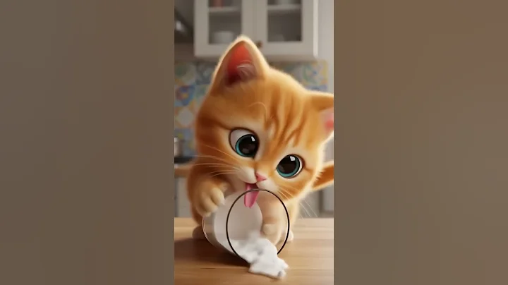 Video 10900331: milk cat funny, cute kitten cleaning