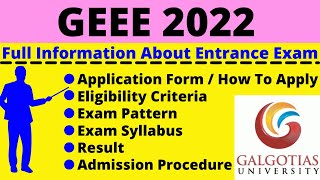 All About Geee 2022 Notification Dates Application Eligibility Pattern Syllabus Admit Card