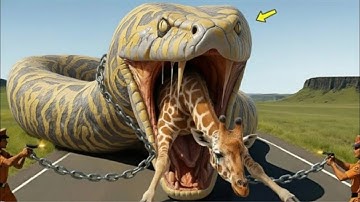Rescue Team Saves Giraffe From Giant Python Thanks to Smart Dog🐕‍🦺 