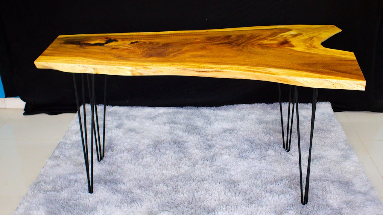 How to Make a Simple Live Edge Table with Hairpin Legs - YouTube