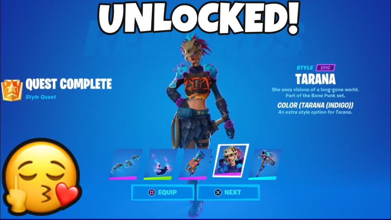 Unlocking Tarana “Indigo Color” Style Option & Her Backbling, Glider, and Contrail - Fortnite