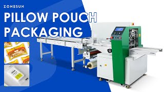 ZONESUN Automatic Pillow Packaging Machine Horizontal Flow Wrapper ZS-ZB600X