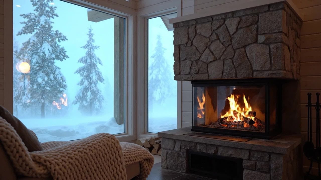 🔥 Cozy Fireplace Live 24/7 | Snowy Cabin Ambience | Relax, Sleep, Study