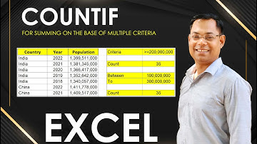 Using Countif function for summing on the base of multiple criteria in Microsoft Excel