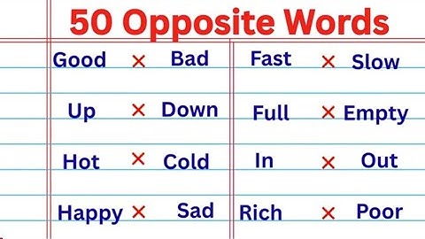 Super Simple 50 Opposite words in English #antonyms