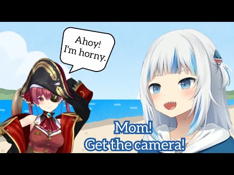 Gawr Gura gets visited by Marine Senchou!【hololive EN】